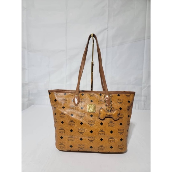 Authentic MCM VISETOS SHOPPER TOTE BAG COGNAC - Picture 3 of 13